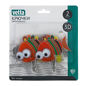  Крючки самоклеящиеся, на блистере, 2 шт., ПВХ, металл, 3D, 4 дизайна ВЕСЕЛЫЙ РОДЖЕР  440-343 