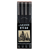  Набор ручек 4 шт. капиллярные deVENTE черные d=0,1, 0,3, 0,5, 0,8 мм, круглый корпус, 5060302 