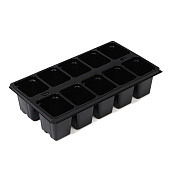 Кассета для рассады Greengo на 10 ячеек, по 100 мл, пластиковая, чёрная, 25х14х5 см Кассета для рассады Greengo на 10 ячеек, по 100 мл, пластиковая, чёрная, 25х14х5 см