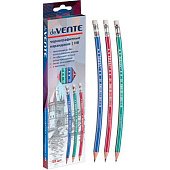  Карандаш чернографитный пластиковый deVENTE HB с/л ассорти корп. с полосками (12/144/1440) /5032318/ 