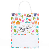 Пакет крафт Подарки, 22 х 12 х 27 см, 9671935 Пакет крафт Подарки, 22 х 12 х 27 см, 9671935