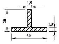 Тавр алюминиевый Серебро 30х20х1,5мм 2м Тавр алюминиевый Серебро 30х20х1,5мм 2м