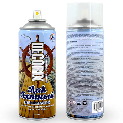  Яхтный лак аэрозольный Бесцветный глянцевый DECORIX, 520мл. 
