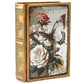 Сейф-книга Бабочка и розы, с зеркалом 17х12х5 см, металл, кожзам, 9826640 Сейф-книга Бабочка и розы, с зеркалом 17х12х5 см, металл, кожзам, 9826640