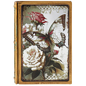  Шкатулка-книга Бабочка и розы, с зеркалом 17х12х5 см, металл, кожзам, 9826640 
