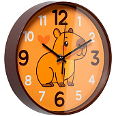 Часы настенные круг d=19,5см, корпус коричневый " Капибара" Часы настенные круг d=19,5см, корпус коричневый " Капибара"