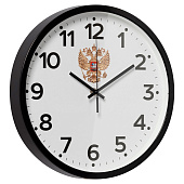  Часы настенные круг d=30 см, корпус черный, "Россия", 3027-022 
