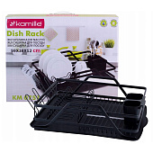 Сушилка для посуды 59х38х13 см с поддоном,черная 751 Сушилка для посуды 59х38х13 см с поддоном,черная 751