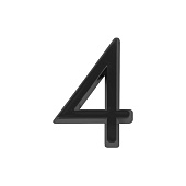 Номер дверной "4" черный, пластик, 50мм, FUARO