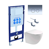 Инсталляция для подвесного унитаза 4в1 Европа-018 (инсталляция, унитаз безободковый, сиденье микролифт, кнопка хром глянцевый круглая) Aquatek Инсталляция для подвесного унитаза 4в1 Европа-018 (инсталляция, унитаз безободковый, сиденье микролифт, кнопка хром глянцевый круглая) Aquatek