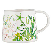  Кружка, 380 мл, фарфор, белая/зелёная,Ocean Life MW475-DI0454 