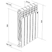 Радиатор биметаллический Royal Thermo Revolution Bimetall 500 6 секц Радиатор биметаллический Royal Thermo Revolution Bimetall 500 6 секц