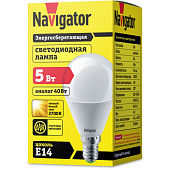  Лампа LED 5Вт Е14 шар 2700К/Navigator NLL-P-G45 