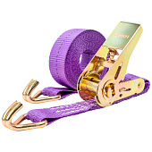  Стяжка крепления груза  1,0т  5,0м SKYWAY STAFF 25мм фиолетовый храповый механизм с крюками полиэстер 1шт 