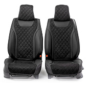 Накидки на сиденье Car Performance передние 2 шт алькантара + экокожа черные CUS-3044 BK/BK "В"
