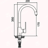  Смеситель для кухни Black&White с гибким черным силиконовым изливом нержав.сталь 016098 Gota Rocio 