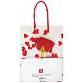  Пакет подарочный Золотая сказка, Роза с лентой, 18x10x23 см, 606574 