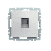 Розетка компьютерная встраиваемая RJ45 UTP cat 5e, цвет сталь, IEK BRITE Розетка компьютерная встраиваемая RJ45 UTP cat 5e, цвет сталь, IEK BRITE