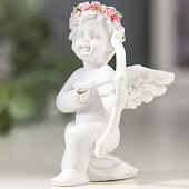 Сувенир Купидон в венке из роз, 6,5х6х5 см, полистоун, 906845 Сувенир Купидон в венке из роз, 6,5х6х5 см, полистоун, 906845