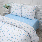  Комплект постельного белья 2 спальный Традиция, поплин, мильфлёр, голубой 