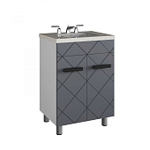 Тумба Куба 60 напольная 2 двери графит с раковиной Quadro 60 Gota Rocio