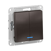 Выключатель встраиваемый 2 клавиши, цвет мокко, с подсветкой, SE AtlasDesign Выключатель встраиваемый 2 клавиши, цвет мокко, с подсветкой, SE AtlasDesign