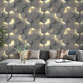  Обои 1.06х10м Гексагон арт. 70669-42 Серый /Аспект 
