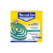 Спираль от комаров Чистый дом № 10 Бездымные б/з 02-076 Спираль от комаров Чистый дом № 10 Бездымные б/з 02-076