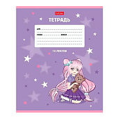 Тетрадь 12л Девочки аниме, клетка, скругленные углы, 12Т5В1 