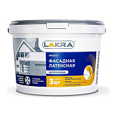 Краска латексная фасадная Белый Лакра 3кг Краска латексная фасадная Белый Лакра 3кг