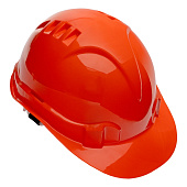 Каска защитная из ударопрочной пластмассы, оранжевая Россия Каска защитная из ударопрочной пластмассы, оранжевая Россия