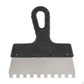Шпатель зубчатый 150мм, зуб 8х8мм, пластмассовая ручка, нержавеющая сталь Шпатель зубчатый 150мм, зуб 8х8мм, пластмассовая ручка, нержавеющая сталь