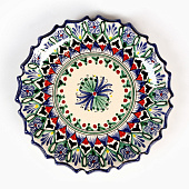  Тарелка Риштанская Керамика «Цветы», узор микс, синяя 1573766 