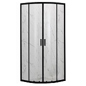  Душевое ограждение 90х90х190 1/4 круга 2 раздвижные двери без поддона стекло 6мм черный профиль B8012 ODA 