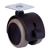 Ролик двойной на площ.со стоп. 50мм (серый 1 шт)(40кг) Ролик двойной на площ.со стоп. 50мм (серый 1 шт)(40кг)