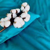  Простыня на резинке 180х200 сатин темно-бирюзовый 