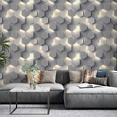  Обои 1.06х10м Гексагон арт. 70669-41 Серый /Аспект 