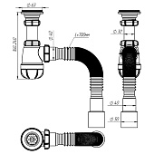 Сифон для раковины Aquant 1 1/4"х40 гибкая труба 40х40/50 черный S1083 Сифон для раковины Aquant 1 1/4"х40 гибкая труба 40х40/50 черный S1083