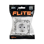 Розетка встраиваемая с заземлением, цвет белый, IEK FLITE