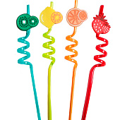  Трубочка из пластика «Фрукты», набор 4 шт., МИКС 