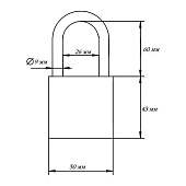  Замок навесной PD-01-50-L  АПЕКС /6 
