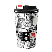Термостакан с клапаном и декором 350мл "Смешарики"черный 362-284 Термостакан с клапаном и декором 350мл "Смешарики"черный 362-284