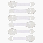  Блокираторы для дверей и ящиков 20,5см, 6шт, белые, таканевые 