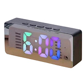  Часы-будильник электронные "Зеркальное время", черные, USB (14 х 3,3 х 6 см) 