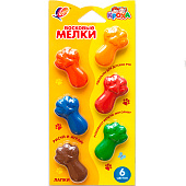  Карандаши восковые 6 цветов Кроха, фигурные лапки, 34с 2254-08 