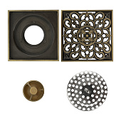 Трап нерж вертикальный 100х100мм сухой затвор старая бронза Трап нерж вертикальный 100х100мм сухой затвор старая бронза