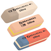  Набор ластиков BRAUBERG "Ultra Mix" НАБОР 6 шт., размер ластика 41х14х8мм, ассорти, натур. каучук, 229602 
