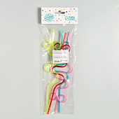 Трубочки для коктейля "Завитушка" (набор 4 шт) цвета МИКС 1652873 Трубочки для коктейля "Завитушка" (набор 4 шт) цвета МИКС 1652873