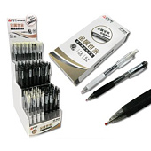  Ручка гелевая черная автоматическая INTELLIGENT, 0,5 мм, прозрачный корпус, с грипом, ассорти, GP-9835, DE-26 