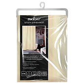  Штора для ванной Жаккард полиэстер 180х200см 12 колец с утяжелителем бежевый /104238 Zenfort 